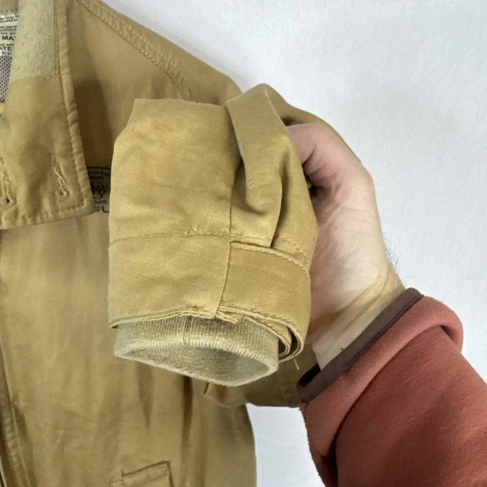 G Star Raw Fleet JKT Bomber Jacket Tan Cotton Linen Zip Front Mens M‎ Harrington